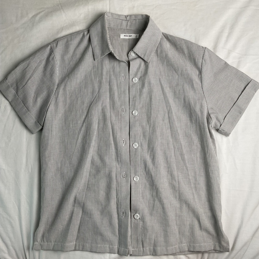 MOD REF Striped Short Sleeve Button Down Shirt -‎ Women's Size S